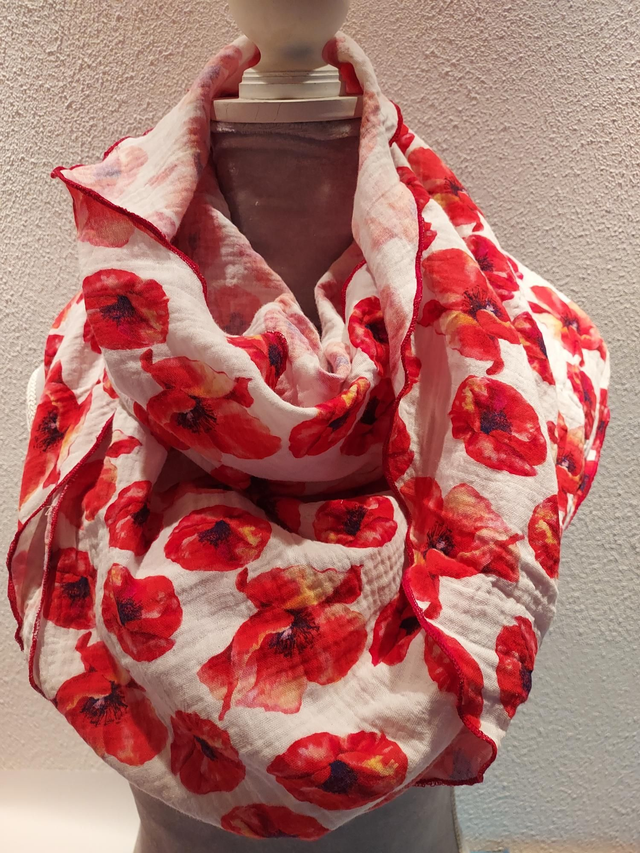 Schal Musselin Klatschmohn