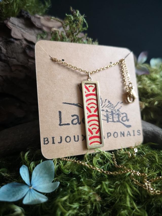 Collier - papier washi - vague - Seigaiha - laiton - La&Titia