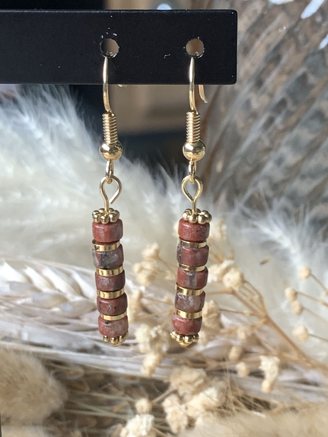 Boucles d'oreilles Soléa Granit Rouge