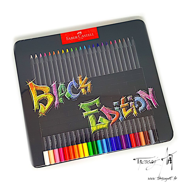 FABER CASTELL - 24 CRAYONS DE COULEURS BLACK EDITION BOITE METAL - FB060