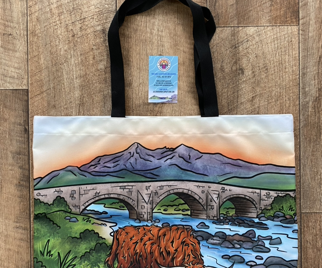 Sligachan Highland Cow shoulder tote bag