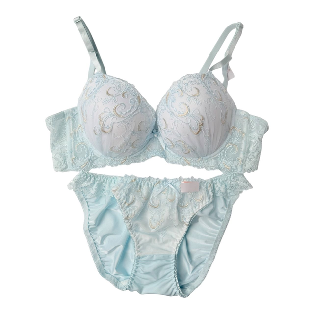 Blue floral japanese bra and underwear set UK 38B  