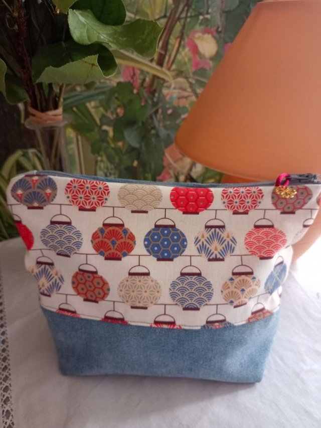 Trousse pochette "les lampions" doublée coton fermeture zip