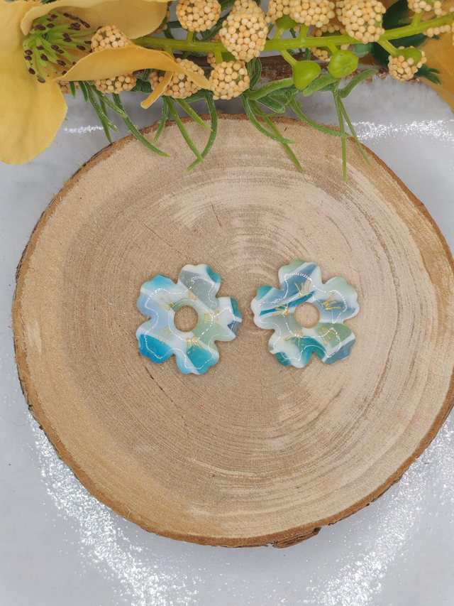 Fleurs Mohana effet vitrail bleu 