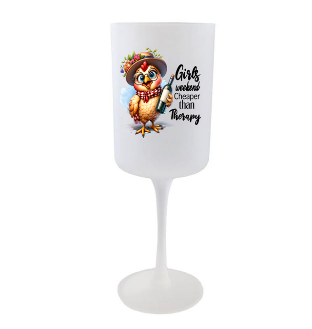 Wine Glass - Girls Weekend Cheaper than Therapy - 275ml Red Wine Goblet - Frosted