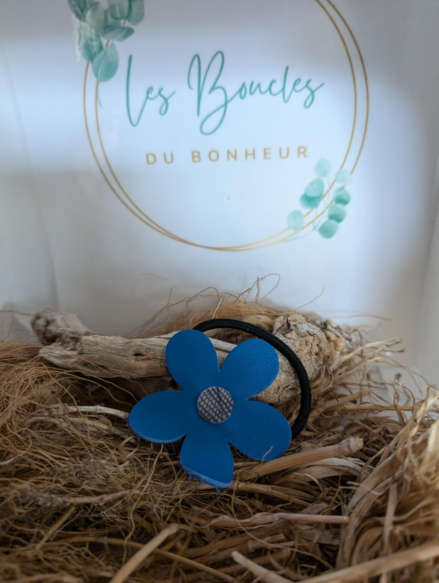 Élastique fleur bleue 