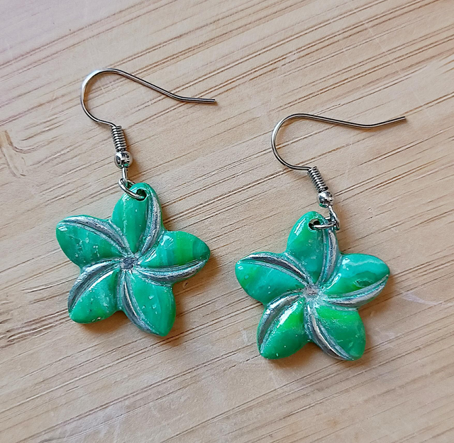 Boucles d'oreilles Vaiana vertes et argent
