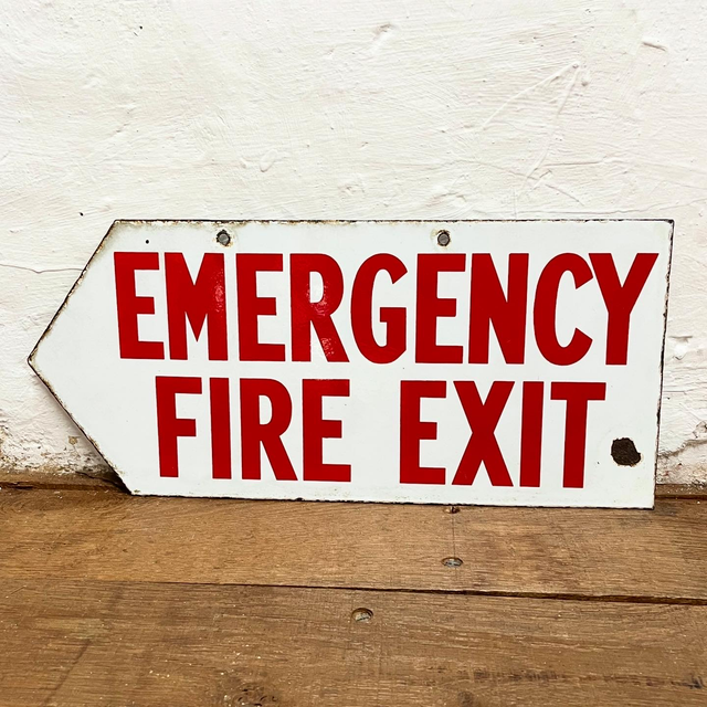 1950’s/ 60’s Industrial Factory “Emergency Fire Exit” Fire Directive Sign 