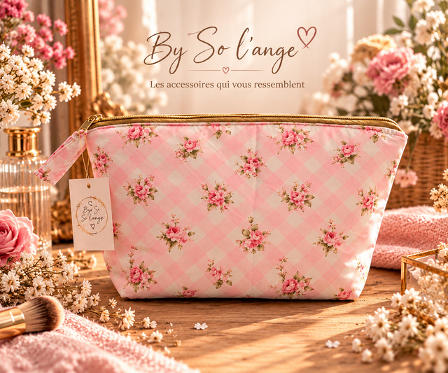 Trousse vichy rose