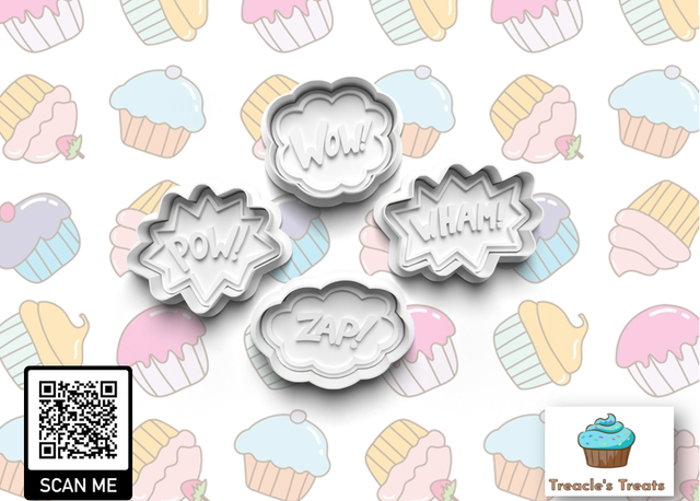 Comic Speech Bubbles Fondant/cookie stamps with cutters