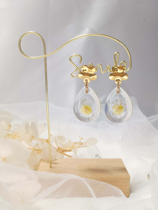 Boucles d'Oreilles Pendantes "Mimosa" - Doré