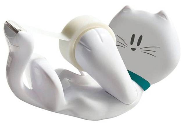 Dispenser Kitty - per nastri 33 m - 1 rotolo Scotch Magic 810 incluso - bianco - Scotch