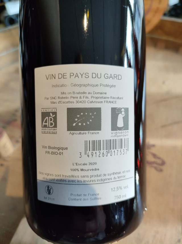 L''Escale Gard 2022 - Rouge Sec Tranquille - Domaine de l''Escattes (François Robelin)