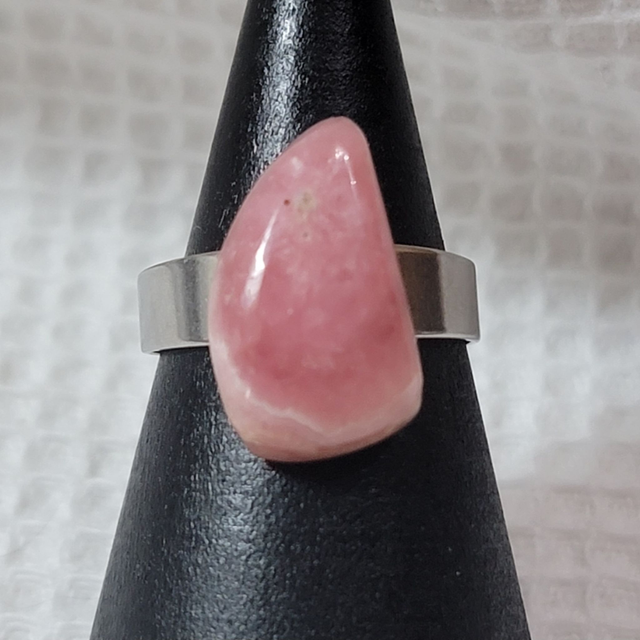 Bague Rhodochrosite acier inoxydable ajustable 3