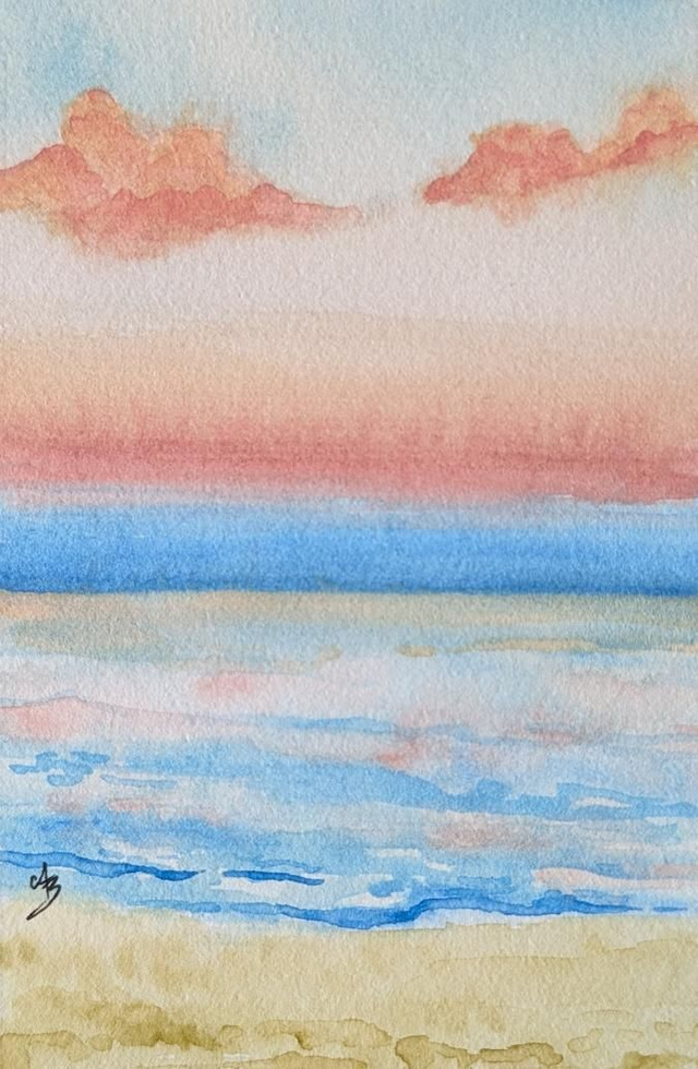 Moriani plage • Aquarelle originale encadrée