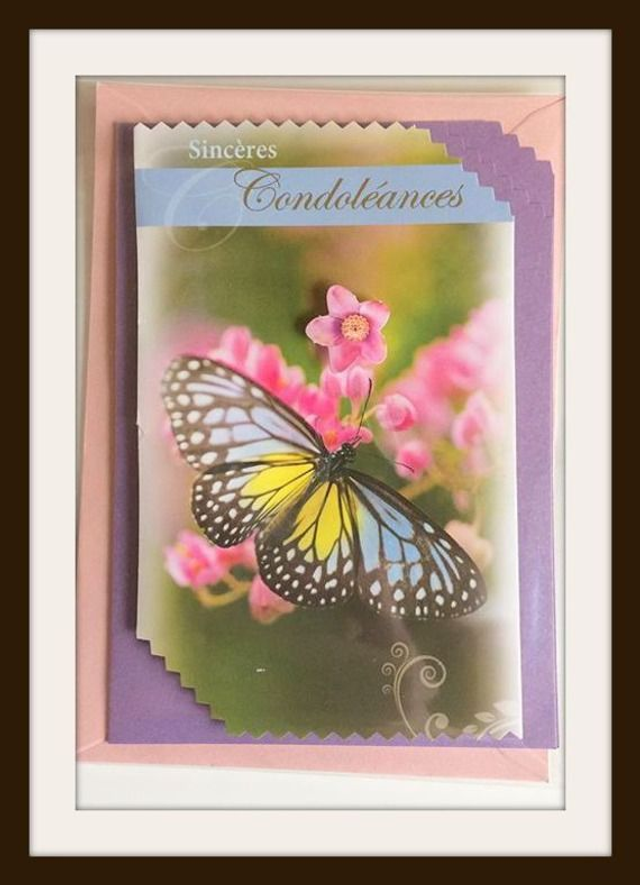 N°2 Carte Condoléance " le papillon   éternelle "   