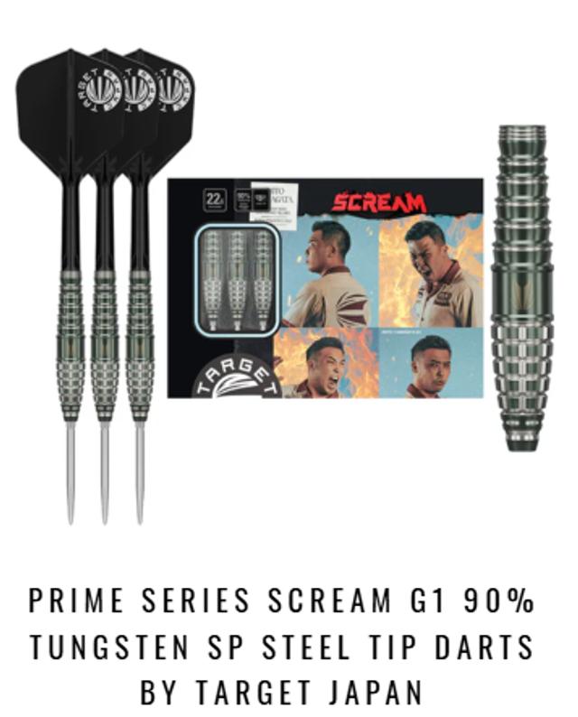 Prime Series Scream G1 90% Tungsten SP Steel Tip Darts by Target Japan 22g