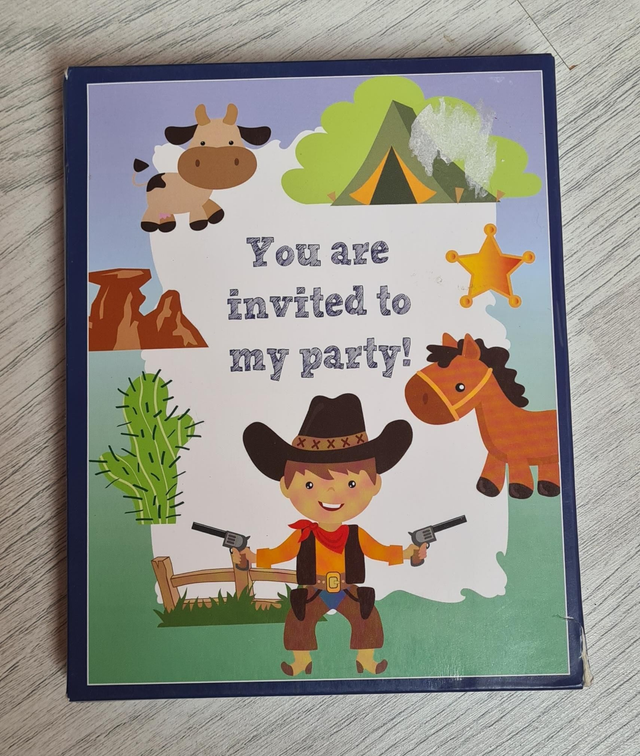 Party invitations envelopes cowboy theme 9 pack