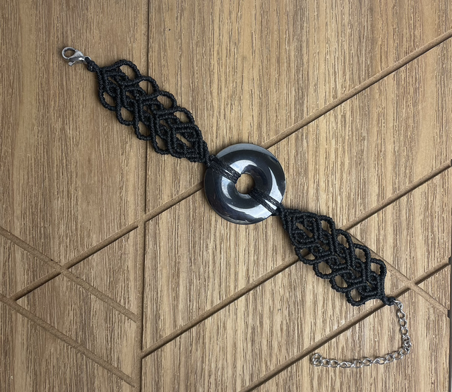 Bracelet macramé donut's - Hématite