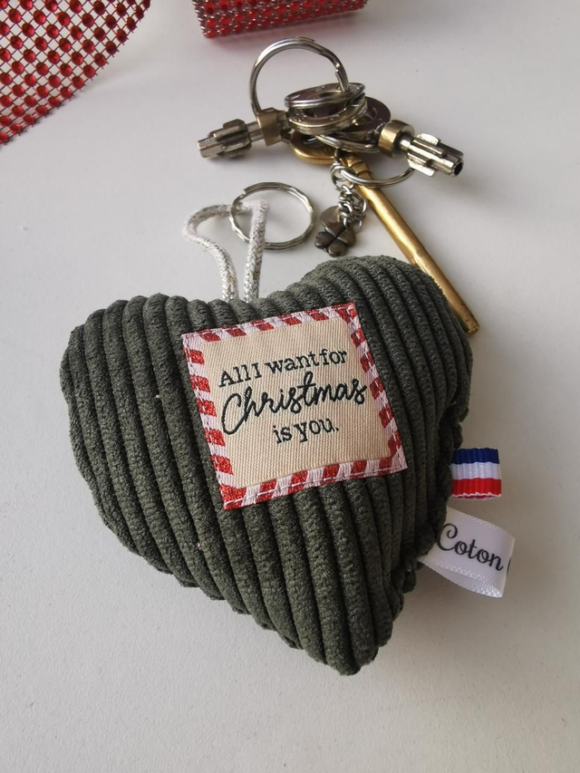 Porte-clefs COLETTE velour kaki 