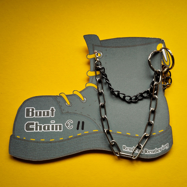 Sliver Long Link and Black - Boot Chains - Pair -[BCH- ALT-SLB]