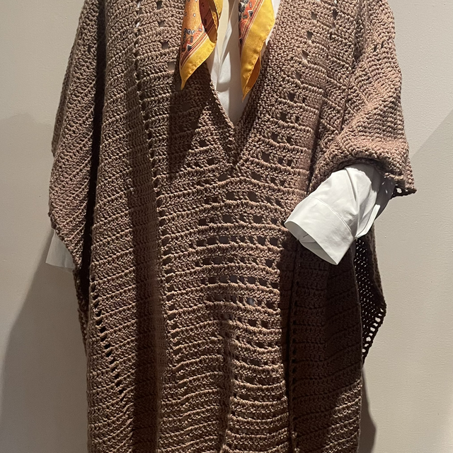 Poncho gehaakt Camel