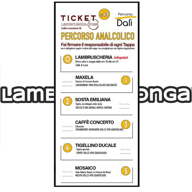 Ticket ANALCOLICO Dalì