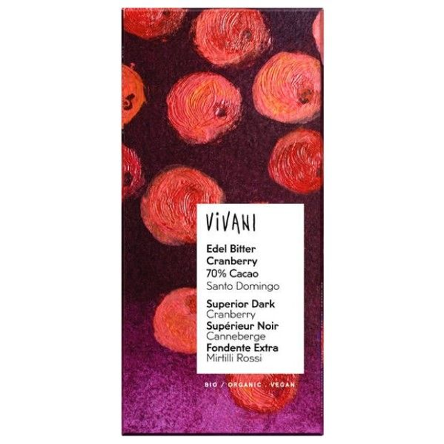 Vivani Edel Bitter Cranberry 80g Tafel