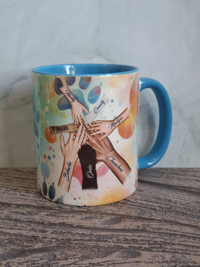 Mug bleu famille