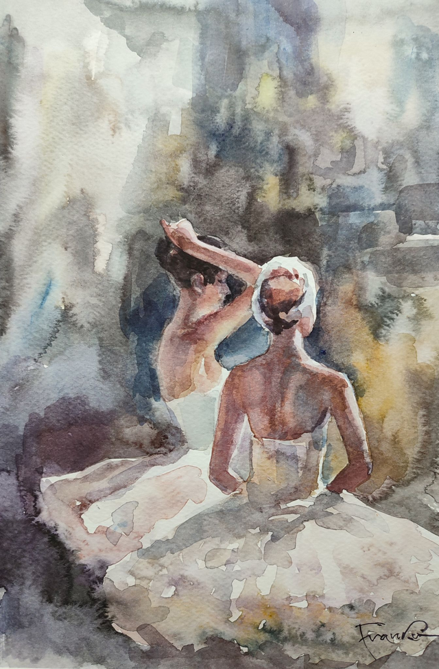 Baletnice, 40x30 (30x20 w świetle passe-partout) akwarela