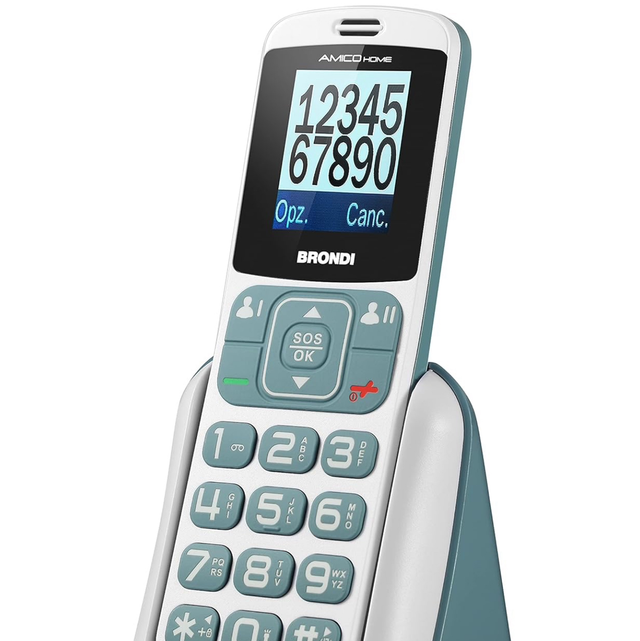 Brondi Amico Home GSM Cell Phone for Elderly with Big Buttons, SOS Button and Remote Function, Dual SIM