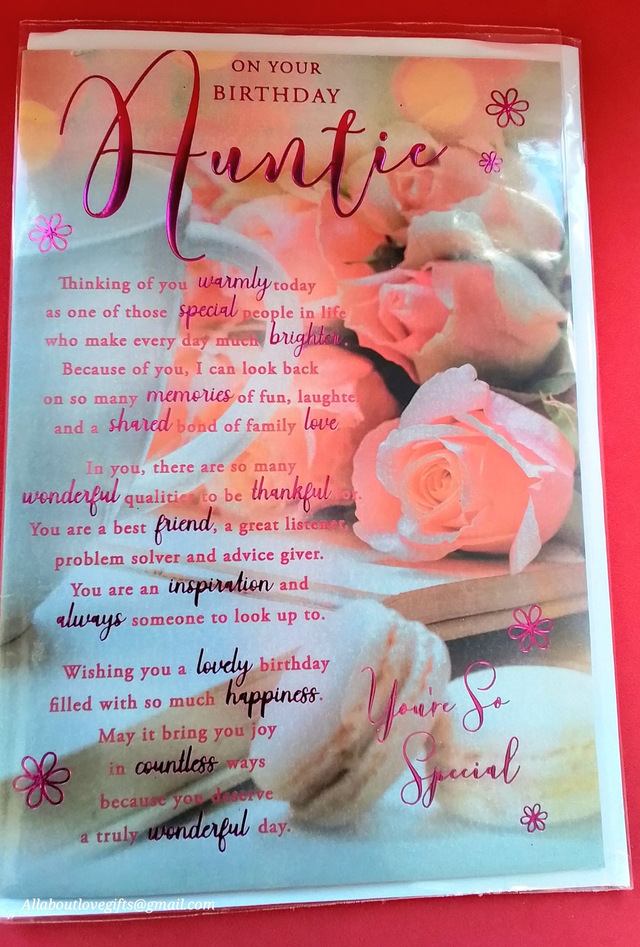 Auntie Happy Birthday Card Gold Foil Premium Quality.