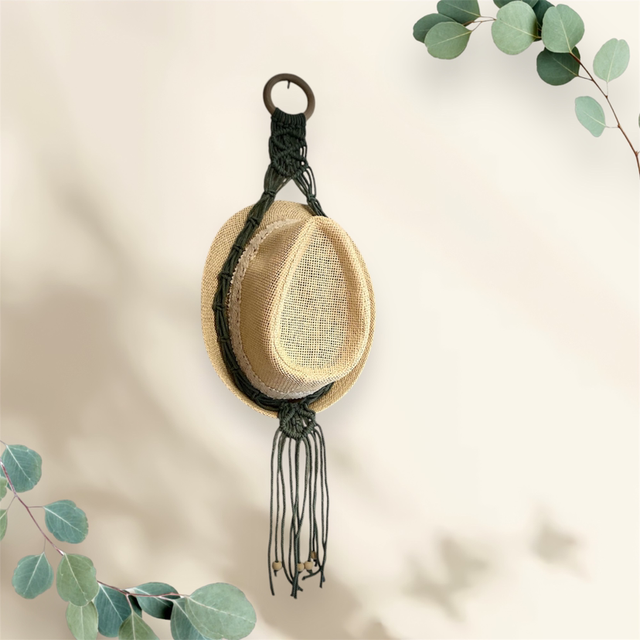 Porte-chapeau macramé, coton bio