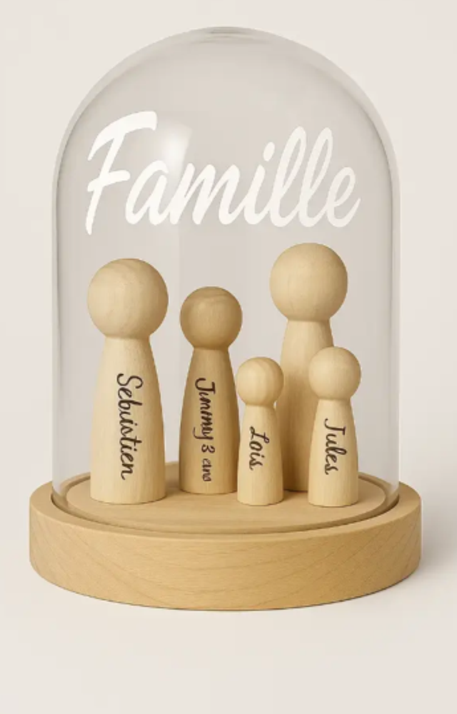 🛎️ Cloche personnalisée – Un univers familial à graver