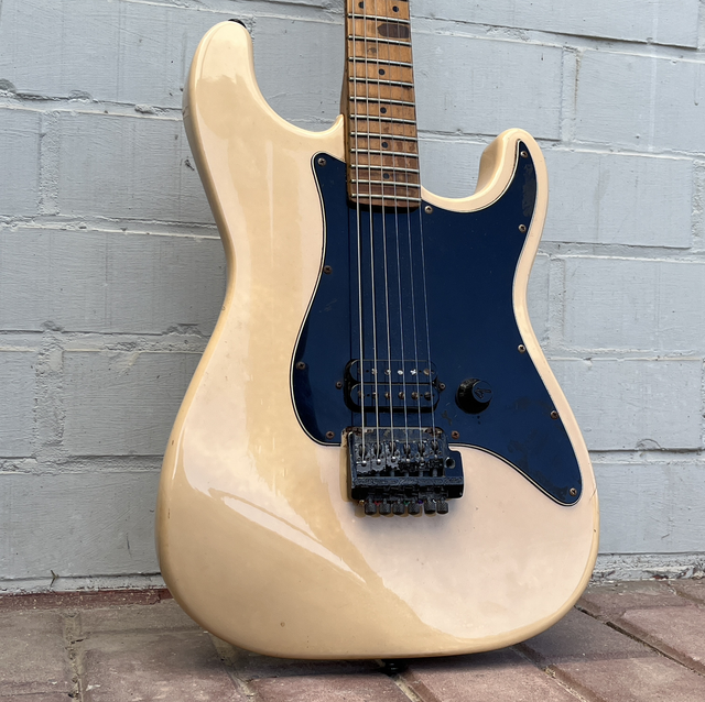 ULTRA RARE 1985 Fender Japan PROTOTYPE / SAMPLE Stratocaster &quot;Model 1&quot; Boxer Vintage White Contemporary (Kahler Fulcrum Tremelo / Dragster Humbucker)