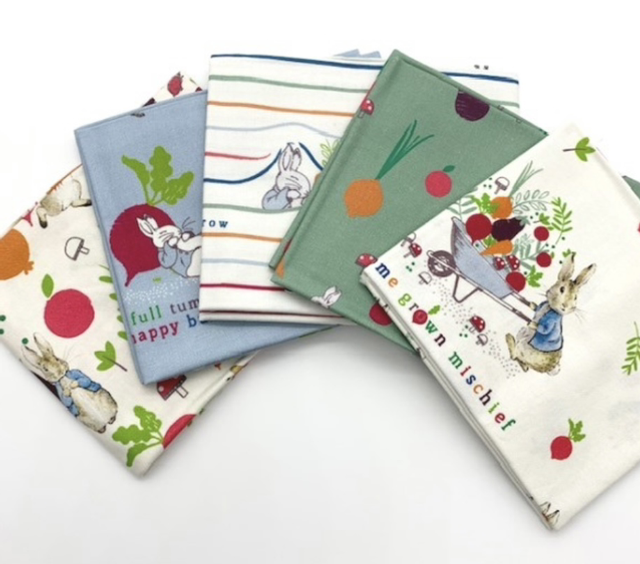 Peter Rabbit – Home Grown Hoppiness – Digital Fat Quarters - 5 piece pack