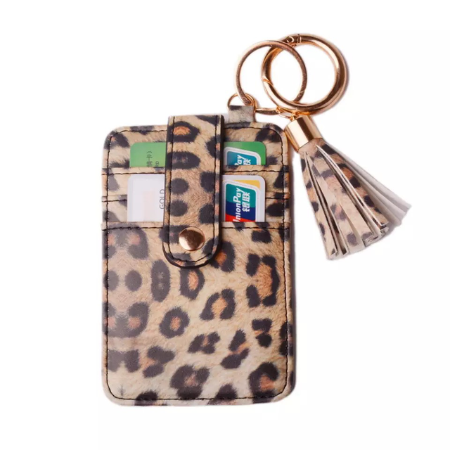 Card holder keyring purse leopard print