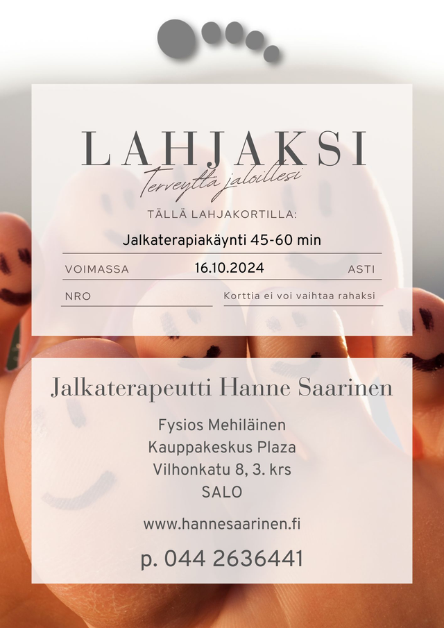 Lahjakortti jalkaterapiaan 45-60 min