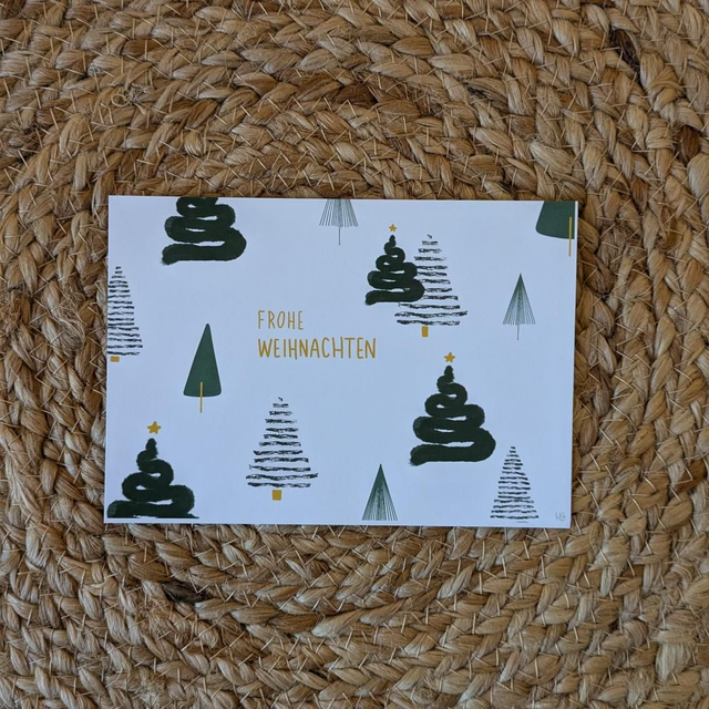 Postkarte "Weihnachtsbäume" gedruckt