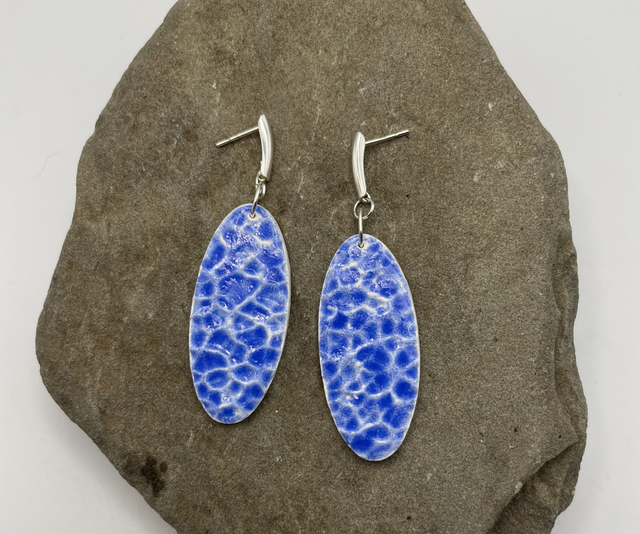 Blue crackle statement danglies 