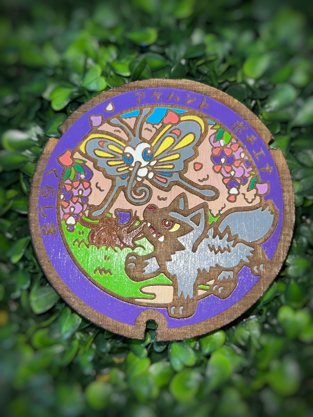 Plaque Pokémon Medhyèna et Charmillon.