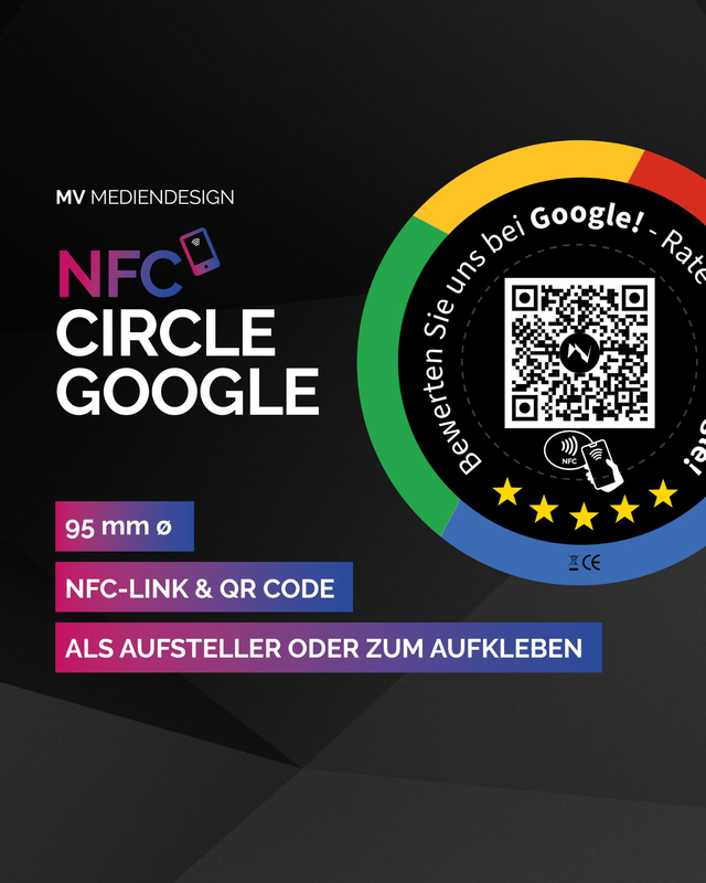 NFC Circle Google Bewertung rund 9,5 cm