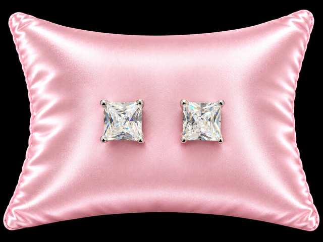 Sterling Silver &amp; Cubic Zirconia Square Stud Earrings 