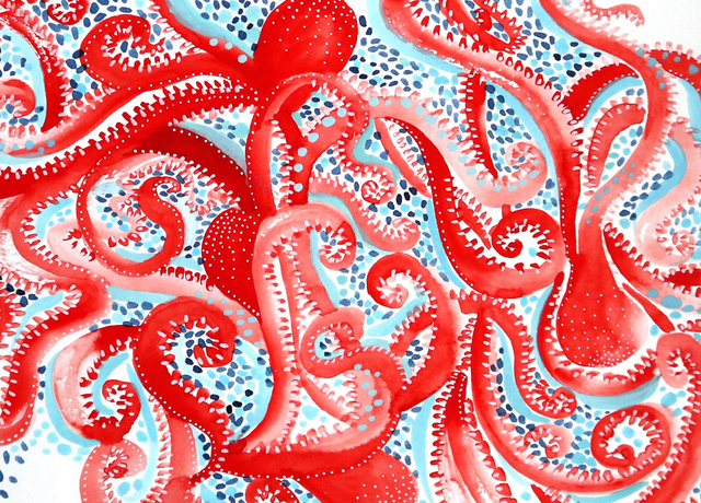 Octopus mess / Collection Minä &amp; Meri / A6, A5, A4, A3 print 