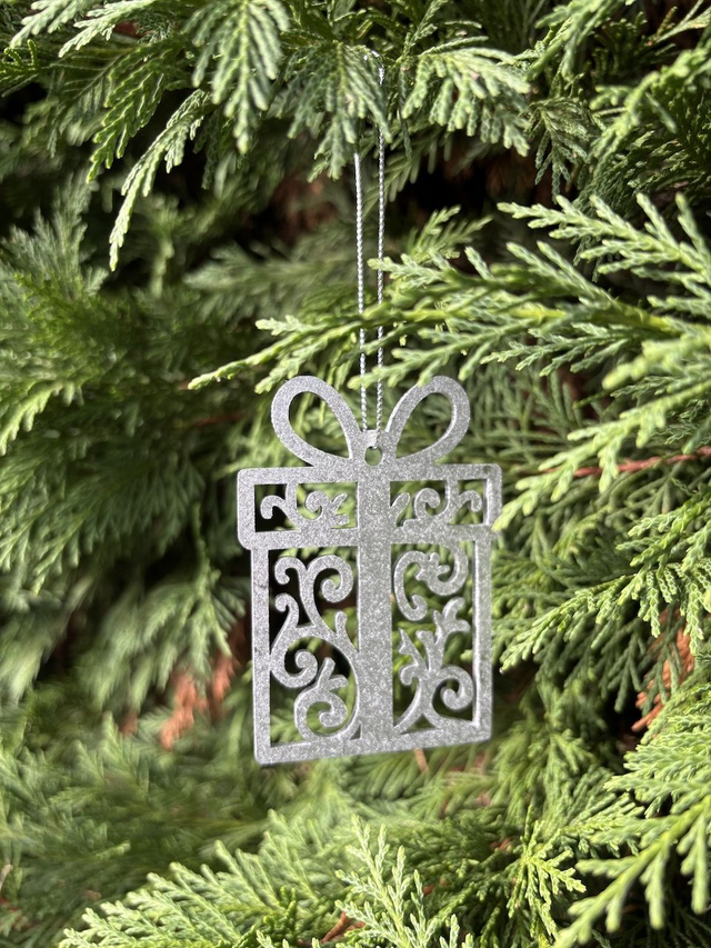 Boule de Noel Cadeau Argent