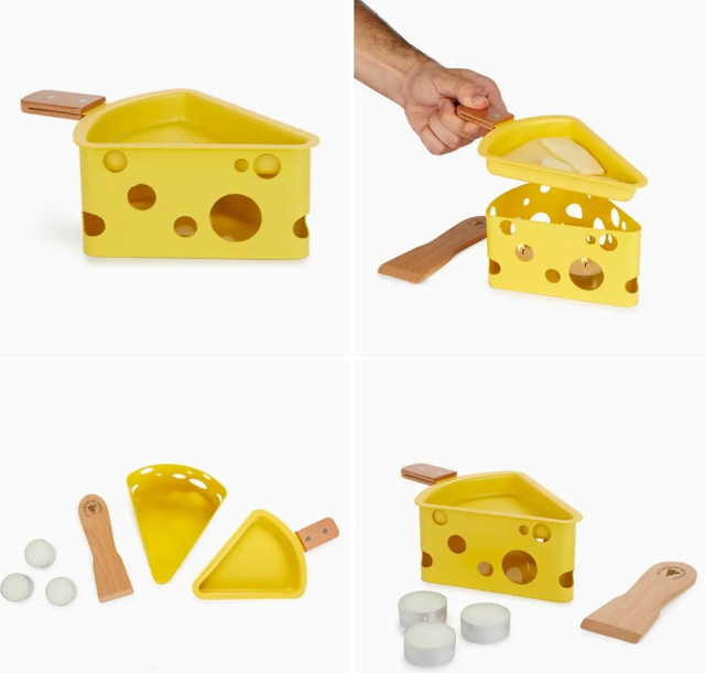 Fromagette raclette jaune en métal et bois