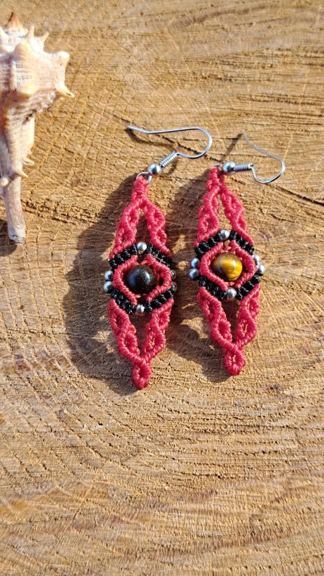 Boucles d'oreilles micro-macramé Arabesque