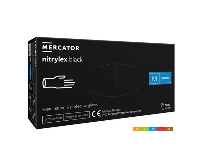 Mercator Medical Nitrylex Einmalhandschuhe, schwarz, Nitril, EN 374, EN 455, 100 Stück