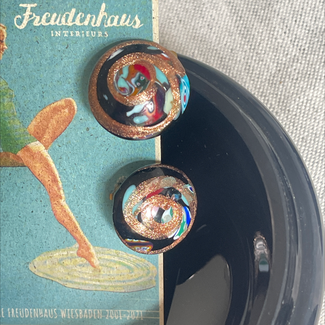 Murano Glas Ohrclips Schwarz / Gold