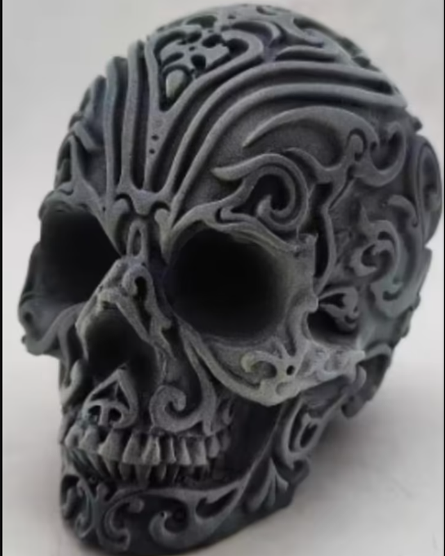 Prachtig schedel beeld reliefpatroon donker (12.2cm)